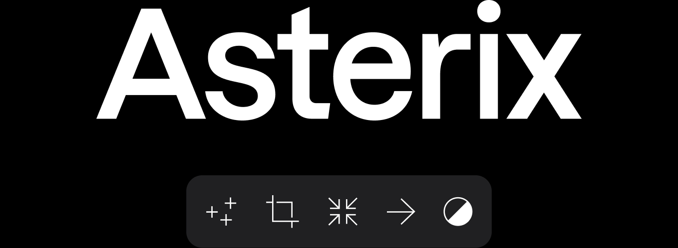 Asterix wordmark and editing controls