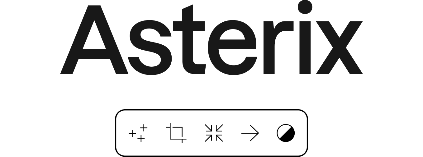 Asterix wordmark and editing controls