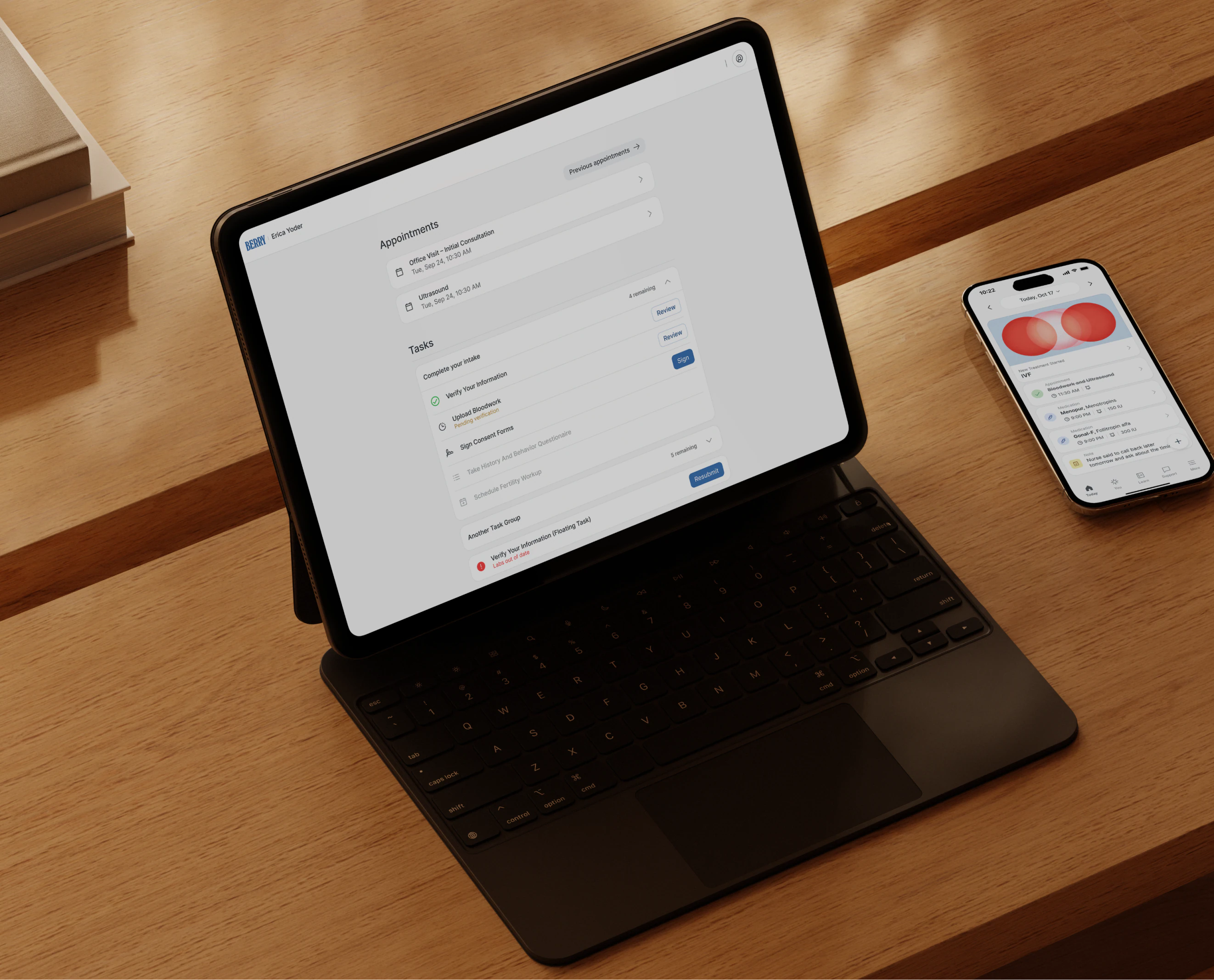 Berry's patient portal shown across desktop and mobile devices