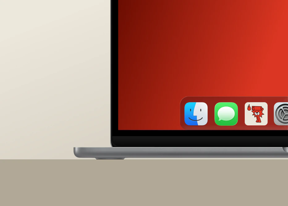 Kiki running beside the Mac dock on a laptop